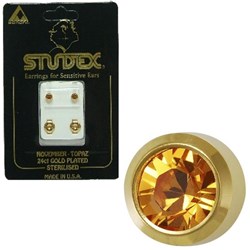 STUDEX Birthstone studs - reg bezel gold - november / topaz